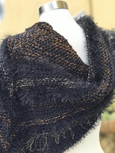 Load image into Gallery viewer, Black Knitted Shawl, Knitted Neckerchief for Women, Shawl with Fringe, Triangular Handkerchief, Mottled Knitted Handknitted-The Garden of Felt by Marina
