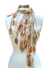 Load image into Gallery viewer, Handmade Felt Necklace with Botanical Print, Wool Felted Lariat, Wool Jewellery, Eco long Felted Necklace, Festival Clothing, Burning Man-The Garden of Felt by Marina