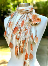 Load image into Gallery viewer, Handmade Felt Necklace with Botanical Print, Wool Felted Lariat, Wool Jewellery, Eco long Felted Necklace, Festival Clothing, Burning Man-The Garden of Felt by Marina