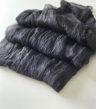 Load image into Gallery viewer, Black Margilan Silk Gauze For Felting Craft Fabric Silk Natural Silk Silk For Scarves Hand Dyed, Price for 3 yards, Nuno Felting Supplies-The Garden of Felt by Marina