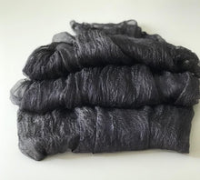Load image into Gallery viewer, Black Margilan Silk Gauze For Felting Craft Fabric Silk Natural Silk Silk For Scarves Hand Dyed, Price for 2 Meters, Nuno Felting Supplies-The Garden of Felt by Marina