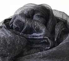 Load image into Gallery viewer, Black Margilan Silk Gauze For Felting Craft Fabric Silk Natural Silk Silk For Scarves Hand Dyed, Price for 3 yards, Nuno Felting Supplies-The Garden of Felt by Marina