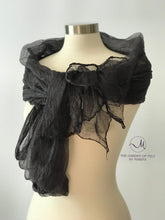 Load image into Gallery viewer, Black Margilan Silk Gauze For Felting Craft Fabric Silk Natural Silk Silk For Scarves Hand Dyed, Price for 2 Meters, Nuno Felting Supplies-The Garden of Felt by Marina
