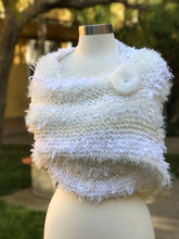 Load image into Gallery viewer, White Knitted Triangular Shawl, Wedding Knitted Neckerchief Triangular Handkerchief, Mottled Knotted Scarf, Wedding Wrap-The Garden of Felt by Marina