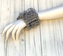 Load image into Gallery viewer, Hand Knitted Bracelet for Women, Knit Jewelry, Unique Fashion Accessories, Cuff Bracelet, Women’s accessories.-The Garden of Felt by Marina