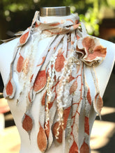 Load image into Gallery viewer, Handmade Felt Necklace with Botanical Print, Wool Felted Lariat, Wool Jewellery, Eco long Felted Necklace, Festival Clothing, Burning Man-The Garden of Felt by Marina