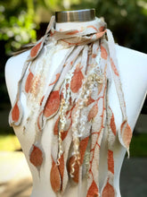 Load image into Gallery viewer, Handmade Felt Necklace with Botanical Print, Wool Felted Lariat, Wool Jewellery, Eco long Felted Necklace, Festival Clothing, Burning Man-The Garden of Felt by Marina