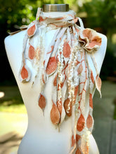 Load image into Gallery viewer, Handmade Felt Necklace with Botanical Print, Wool Felted Lariat, Wool Jewellery, Eco long Felted Necklace, Festival Clothing, Burning Man-The Garden of Felt by Marina