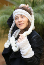 Load image into Gallery viewer, White HeadBand and Mittens Set