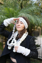Load image into Gallery viewer, White HeadBand and Mittens Set