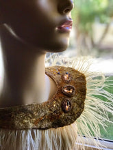 Load image into Gallery viewer, Felted Necklace Collar With Glass Beads and Feathers