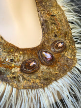 Load image into Gallery viewer, Felted Necklace Collar With Glass Beads and Feathers