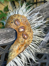 Load image into Gallery viewer, Felted Necklace Collar With Glass Beads and Feathers