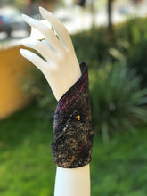 Load image into Gallery viewer, Felted Bracelet, Felted Wool Cuff in Black Color-The Garden of Felt by Marina