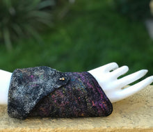 Load image into Gallery viewer, Felted Bracelet, Felted Wool Cuff in Black Color-The Garden of Felt by Marina