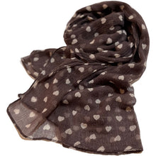 Load image into Gallery viewer, Brown Cotton Scarf with Hearts for Felting, Material for Felting, Felting Supplies for Wet Nuno Felting, Craft Supplies, Great for Collage
