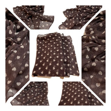Load image into Gallery viewer, Brown Cotton Scarf with Hearts for Felting, Material for Felting, Felting Supplies for Wet Nuno Felting, Craft Supplies, Great for Collage