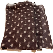 Load image into Gallery viewer, Brown Cotton Scarf with Hearts for Felting, Material for Felting, Felting Supplies for Wet Nuno Felting, Craft Supplies, Great for Collage