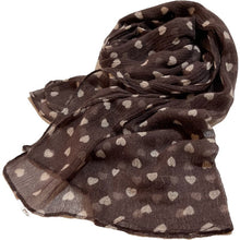 Load image into Gallery viewer, Brown Cotton Scarf with Hearts for Felting, Material for Felting, Felting Supplies for Wet Nuno Felting, Craft Supplies, Great for Collage