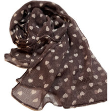 Load image into Gallery viewer, Brown Cotton Scarf with Hearts for Felting, Material for Felting, Felting Supplies for Wet Nuno Felting, Craft Supplies, Great for Collage