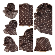 Load image into Gallery viewer, Brown Cotton Scarf with Hearts for Felting, Material for Felting, Felting Supplies for Wet Nuno Felting, Craft Supplies, Great for Collage