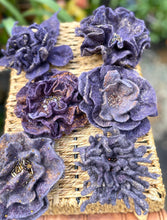 Load image into Gallery viewer, Purple Felted Wool Flower Brooches, Handcrafted Romantic Brooch, Felted Jewelry, Accessories, Felt Pin, Hand felted brooch, Felt brooch