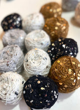 Load image into Gallery viewer, Sequin Cotton Yarn with Mink Cashmere for Knitting, Crochet, NunoFelting, 6mm&3mm Sequin Yarn, Yarn with Wool, 10 yards