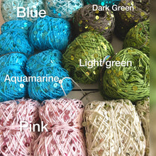 Load image into Gallery viewer, 50g/Ball /140M Royal Double Sequins Cotton Yarn for Nuno Felting, Knitting, Crochet, Art Yarn, 6mm & 3mm Decorative Shiny Sparkly Yarn