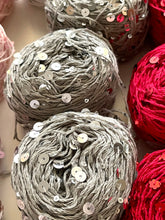 Load image into Gallery viewer, 50g/Ball /140M Royal Double Sequins Cotton Yarn for Nuno Felting, Knitting, Crochet, Art Yarn, 6mm & 3mm Decorative Shiny Sparkly Yarn