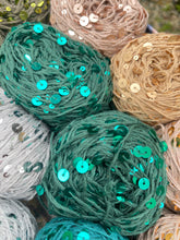 Load image into Gallery viewer, Royal Double Sequins Cotton Yarn for Nuno Felting, Knitting, 6mm & 3mm Sequins-The Garden of Felt by Marina
