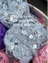 Load image into Gallery viewer, Royal Double Sequins Cotton Yarn for Nuno Felting, Knitting, 6mm & 3mm Sequins-The Garden of Felt by Marina