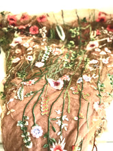 Load image into Gallery viewer, Embroidered on Mesh Lace Fabric by the Yard, Sequins Fabric For Wet Felting, Fabric Kit for Craft Projects, DIY Kit-The Garden of Felt by Marina