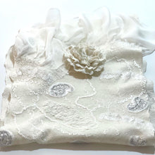Load image into Gallery viewer, White Nunofelting Silk Scarf for Women, Hand Felt Shoulder Wrap, Nuno Felted Scarf, Wedding Textured Shawl, Felt Silk Scarf, Wool Scarf-The Garden of Felt by Marina