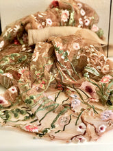 Load image into Gallery viewer, Embroidered on Mesh Lace Fabric by the Yard, Sequins Fabric For Wet Felting, Fabric Kit for Craft Projects, DIY Kit-The Garden of Felt by Marina