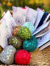 Load image into Gallery viewer, Set Royal Double Sequins Cotton Yarn for Nuno Felting, Knitting, 6mm & 3mm Sequins-The Garden of Felt by Marina