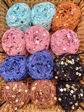 Load image into Gallery viewer, Royal Double Sequins Cotton Yarn for Nuno Felting, Knitting, 6mm & 3mm Sequins-The Garden of Felt by Marina