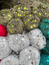 Load image into Gallery viewer, Royal Double Sequins Cotton Yarn for Nuno Felting, Knitting, 6mm & 3mm Sequins-The Garden of Felt by Marina