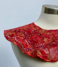 Load image into Gallery viewer, Red Felted Collar for Women, Handmade Necklace With Glass Beads, Wool Felt Collar Necklace-The Garden of Felt by Marina