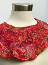 Load image into Gallery viewer, Red Felted Collar for Women, Handmade Necklace With Glass Beads, Wool Felt Collar Necklace-The Garden of Felt by Marina