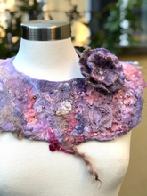 Load image into Gallery viewer, Purple Felted Collar for Women, Handmade Neck with Beads, Wool Felt Collar Necklace, Fiber Unique Jewelry-The Garden of Felt by Marina