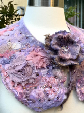 Load image into Gallery viewer, Purple Felted Collar for Women, Handmade Neck with Beads, Wool Felt Collar Necklace, Fiber Unique Jewelry-The Garden of Felt by Marina