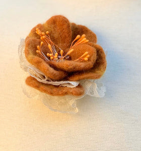 Merino Wool Silk Brooch Felted Wearable Art Feminine Statement Piece Retro Look Dress Hat Accessories Floral Jewelry Pretty Flower Brooch-The Garden of Felt by Marina