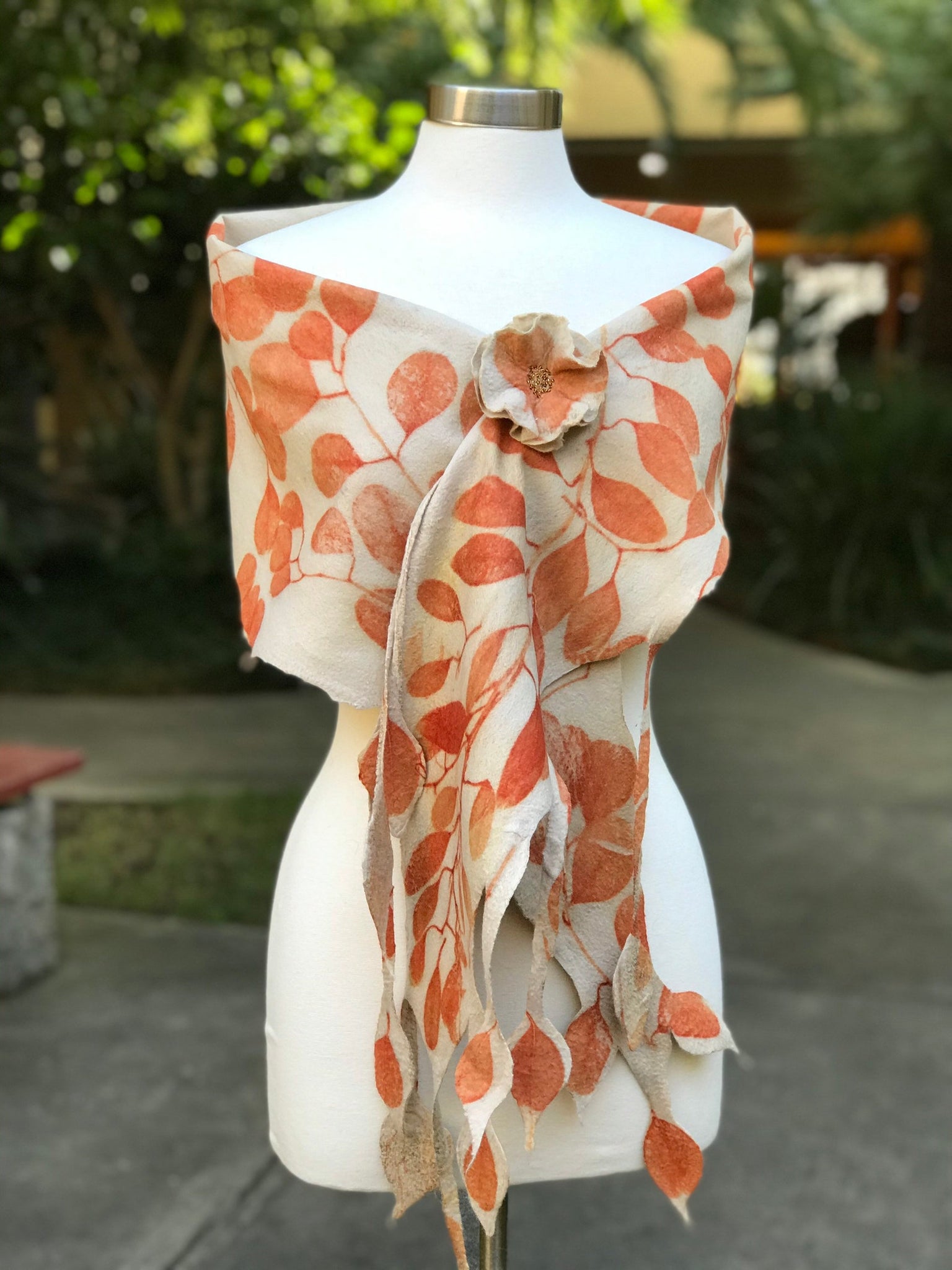 Patterned Scarf - Orange/patterned - Ladies
