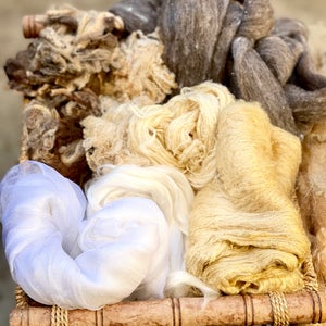 Kit for Wet Felting, Felting Supplies, Merino Wool, Viscose Fiber, White Margelan Silk-The Garden of Felt by Marina