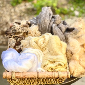 Kit for Wet Felting, Felting Supplies, Merino Wool, Viscose Fiber, White Margelan Silk-The Garden of Felt by Marina