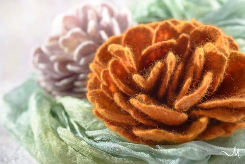 Orange Flower Felted Brooch, Valentine's day Gifts, Flower Brooch, Felted Flower Brooch, Felted Flower pin, Wool Jewelry, Wool Brooch,-The Garden of Felt by Marina