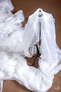 Margilan Silk Fabric, Rarefied Uzbek Silk 35" 10 yards White Silk Gauze Fabric Sold by the Yard Silk - for Nuno Felting, Pure White Magrelan-The Garden of Felt by Marina