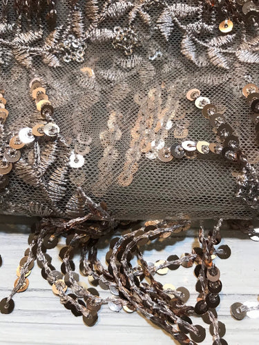 Sequins Embroidered on Mesh Lace Fabric by the Yard, Sequins Fabric For Wet Felting, Fabric Kit for Craft Projects, DIY Kit-The Garden of Felt by Marina