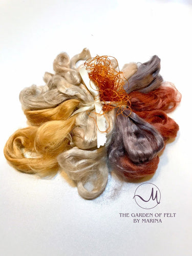Set Viscose Fibers for Wet Felting Viscose Fiber for Nuno Felting DIY Kit Felting Supply Spinning Fiber Viscose Fiber for Art Batts 2.4 oz-The Garden of Felt by Marina