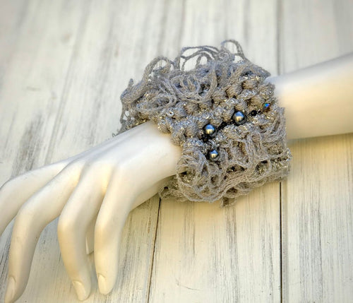 Hand Knitted Bracelet for Women, Knit Jewelry, Unique Fashion Accessories, Cuff Bracelet, Women’s accessories.-The Garden of Felt by Marina